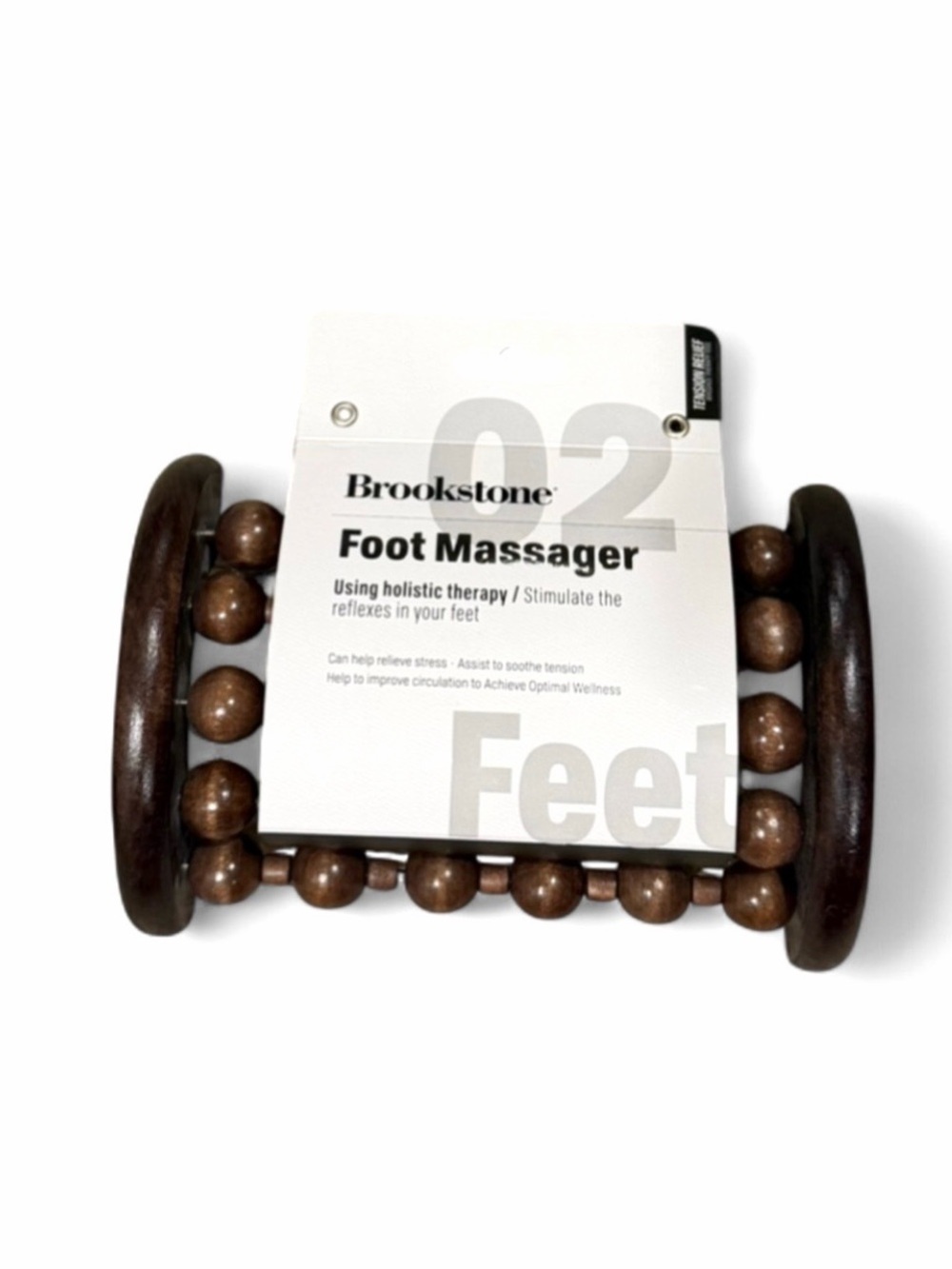 NWT Brookstone Brown Wooden Foot Massager